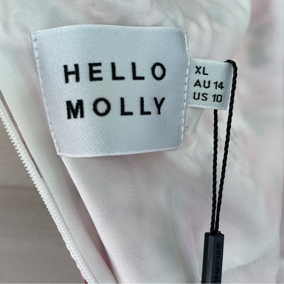 Hello Molly Ruffled Out Floral Pink and White One Shoulder Dress Size 10 NWT - Picture 6 of 14